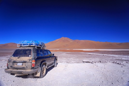 Chegamos na Laguna Colorada.